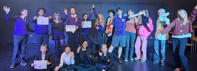 Students participating in House Drama Dec 2025